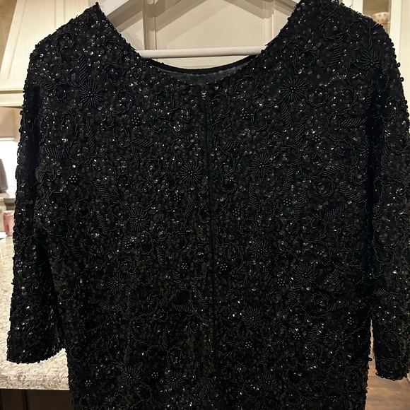 Vintage intricately beaded black top made in Hong Kong Size Small - Picture 8 of 13